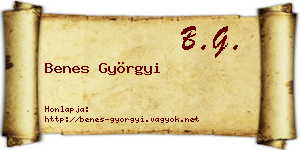 Benes Györgyi névjegykártya